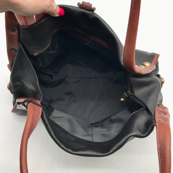 Gironacci Black & Brown Leather Studded Shoulder Bag - Picture 10 of 11